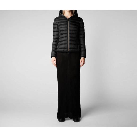 Save The Duck Luck Maxi-Quilted Hooded Women Coat Black